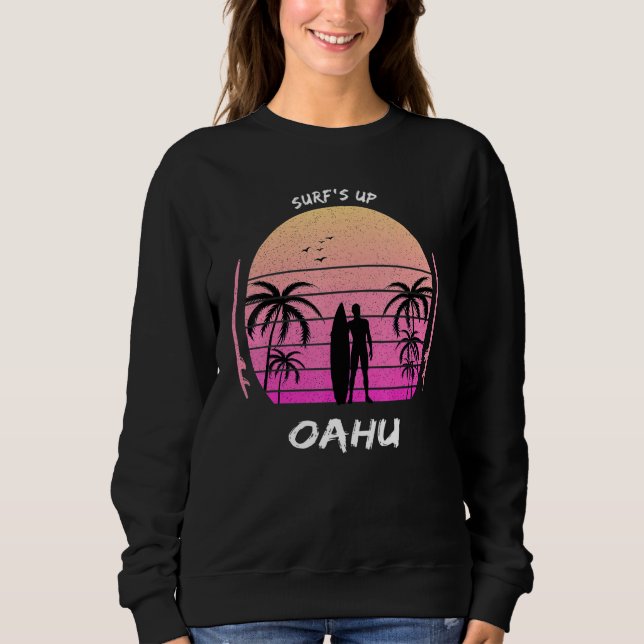 Sweatshirt Oahu Palm Tree Surf Hawaii Waikiki Souvenir Maui K (Devant)
