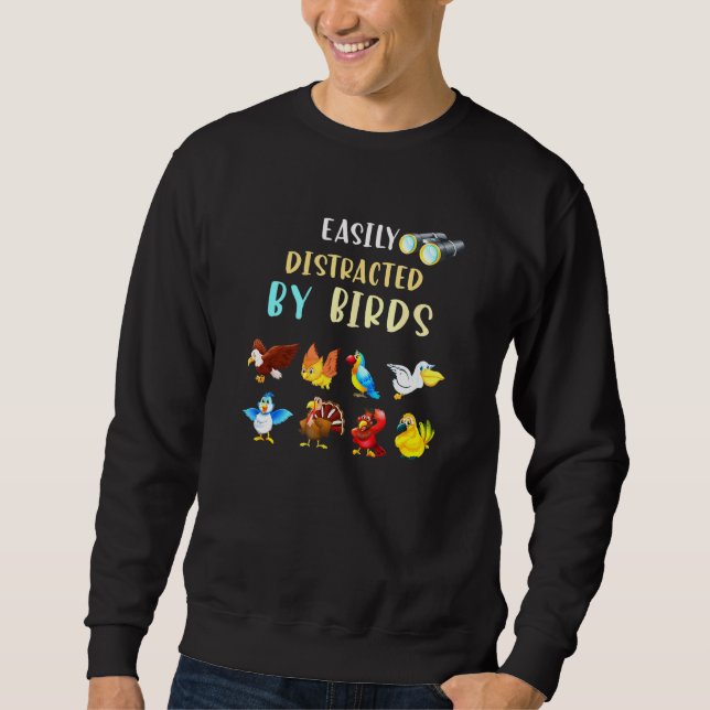 Sweatshirt Observation D'Oiseaux Oiseaux Facilement Distrait  (Devant)