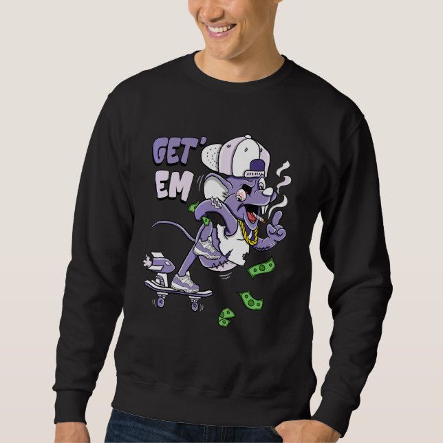 Sweatshirt Obtenez-les Rocket Skateboard Souris Violet Pur 11 (Devant)