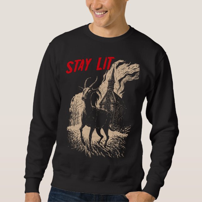 Sweatshirt Occult Atheist Black Phillip Burning Church Stay L (Devant)