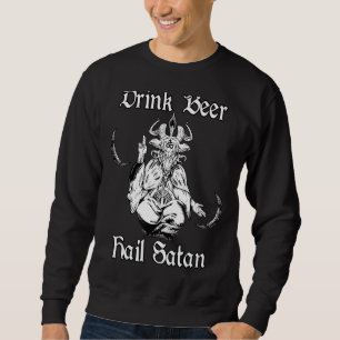 Sweatshirt Occulte Satanic Goth Baphomet Boire Bière Hail Sat