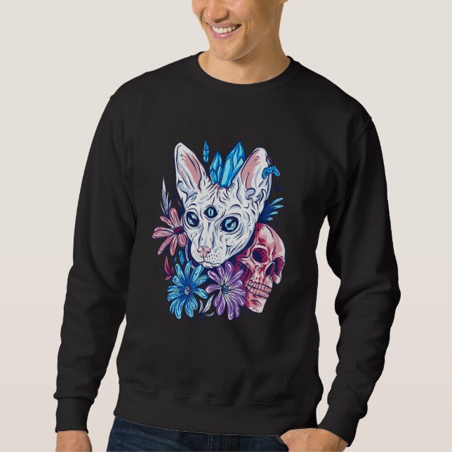 Sweatshirt Occulte Trois Oyé Ca Démon Chat Satanique Chat (Devant)