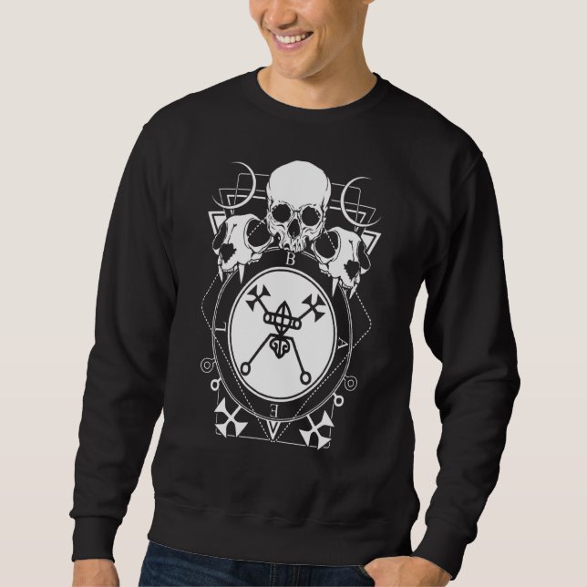 Sweatshirt Occulte Wicca Skull Goth Skeleton Gothique Pagan W (Devant)