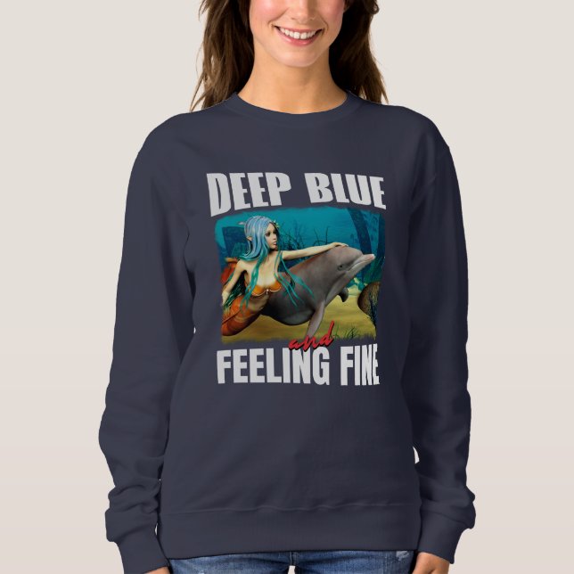 Sweatshirt Océan Bleu Sentimental Art Mermaid Dauphin (Devant)
