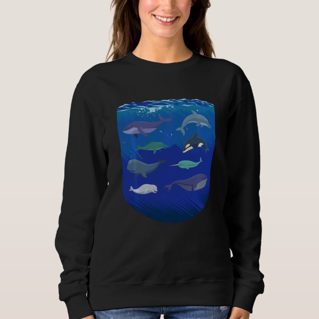 Sweatshirt Ocean Life  Sea Dolphin Whales bowheads narwhals o (Devant)