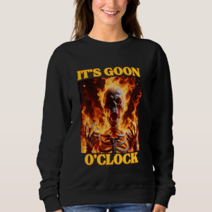 Sweatshirt O'clock Drôle Cringe Dur Skeleton mème Fl