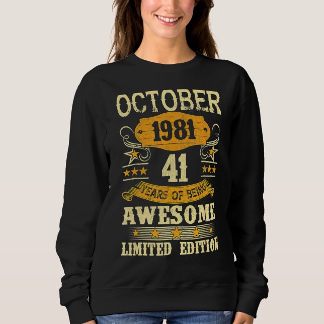 Sweatshirt Octobre 1981 41 Année D'Être Génial (Devant)