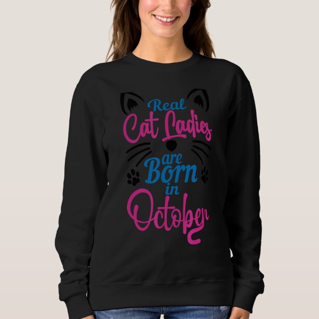 Sweatshirt Octobre Anniversaire Pour Femmes Chat Pour Ses Dam (Devant)
