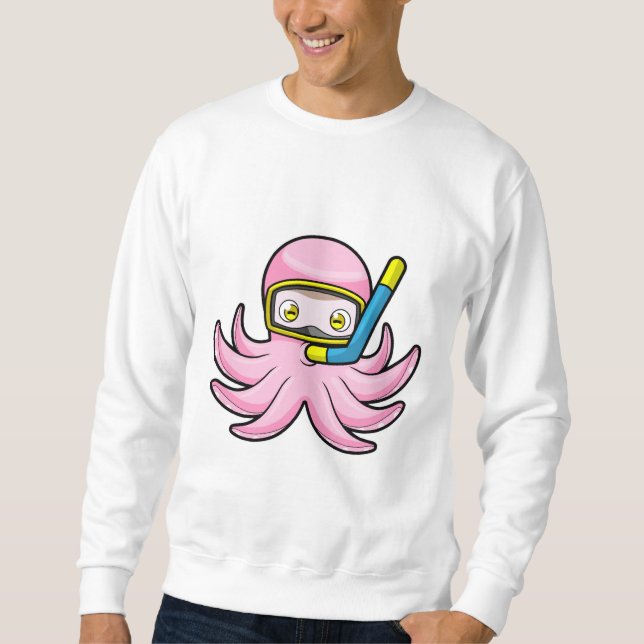Sweatshirt Octopus à la plongée avec tuba et lunettes de nata (Devant)