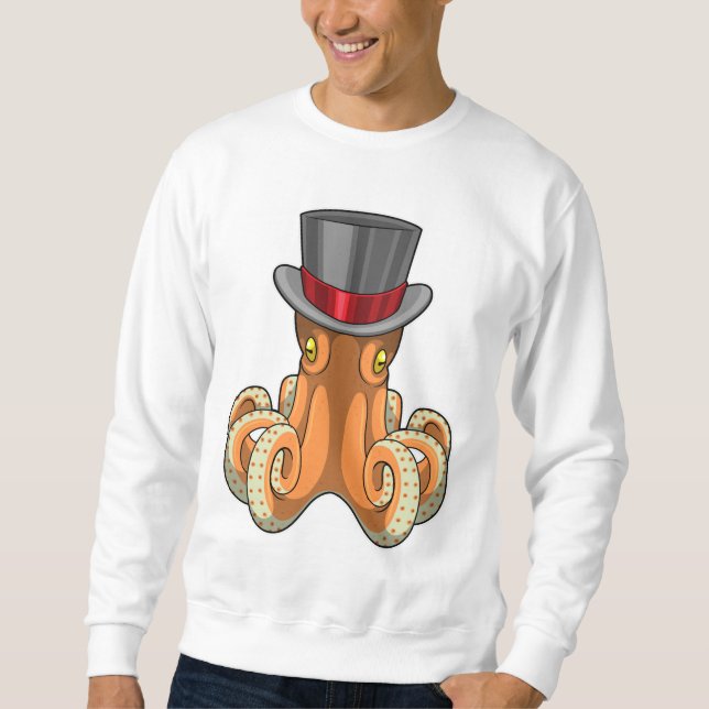 Sweatshirt Octopus comme Gentleman avec chapeau supérieur (Devant)
