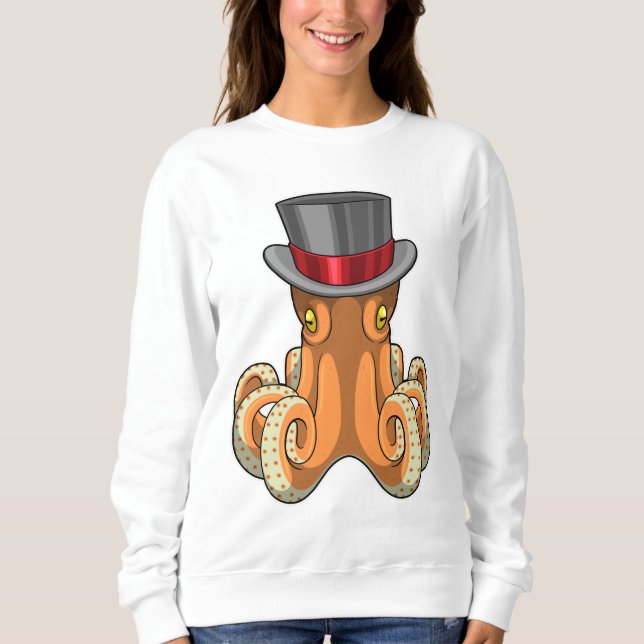 Sweatshirt Octopus comme Gentleman avec chapeau supérieur (Devant)