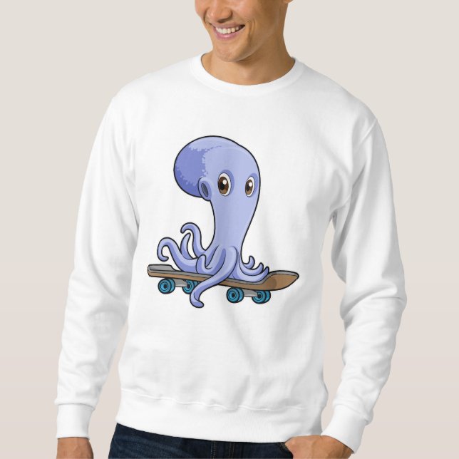 Sweatshirt Octopus comme patineur avec skateboard (Devant)