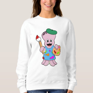 Sweatshirt Octopus comme Peintre avec pinceau