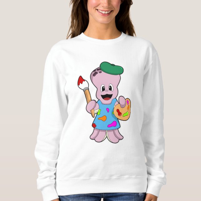 Sweatshirt Octopus comme Peintre avec pinceau (Devant)