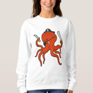 Sweatshirt Octopus comme Pirate avec épée et couteau