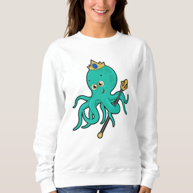 Sweatshirt Octopus comme roi avec Trident (Devant)