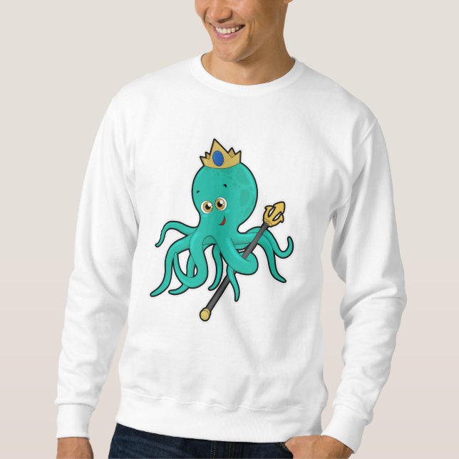 Sweatshirt Octopus comme roi avec Trident (Devant)