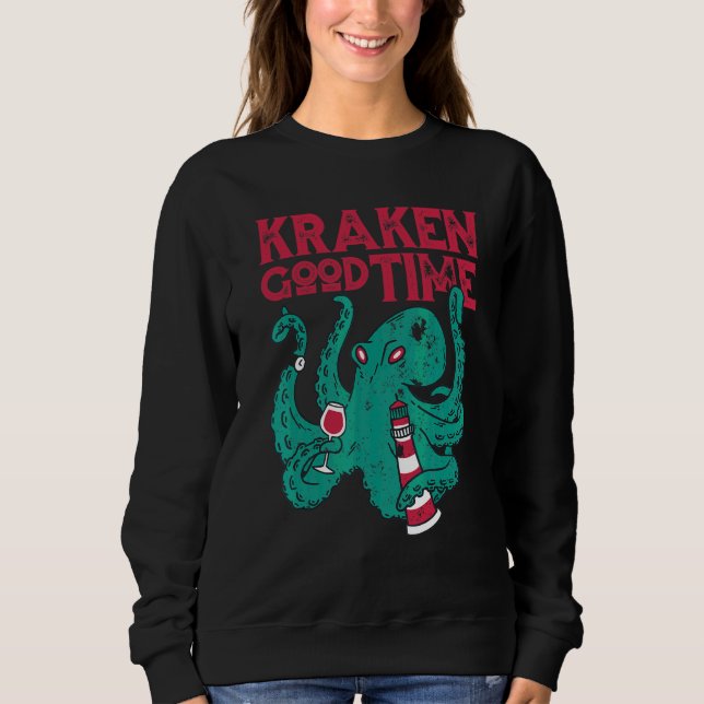 Sweatshirt Octopus Kraken Bon Moment Vin   (Devant)