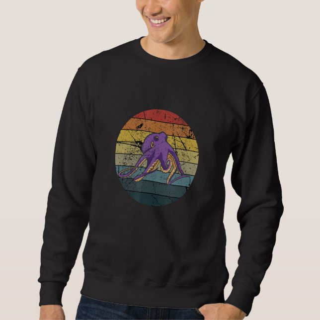 Sweatshirt Octopus Kraken Retro 60s 70s Style Design Octopus (Devant)