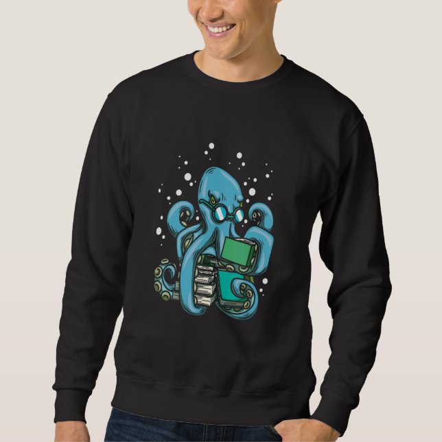 Sweatshirt Octopus Reader Bookworm Deep Sea Kraken Littératur (Devant)