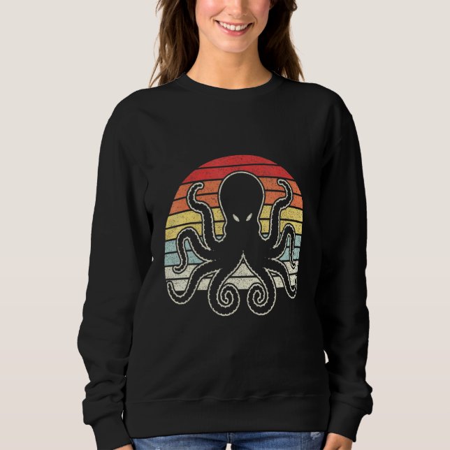 Sweatshirt Octopus rétro vintage Kraken Océan (Devant)