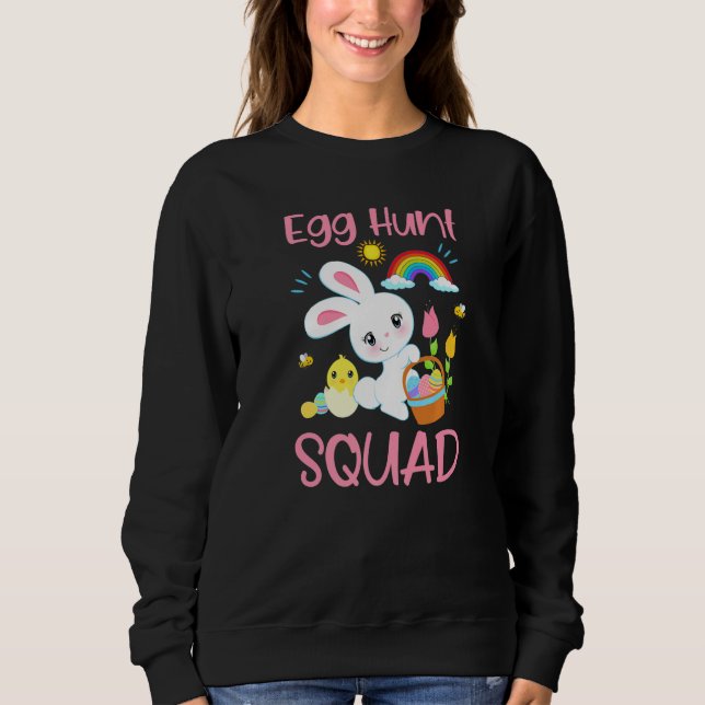 Sweatshirt OEUF CHASSE PLACE Drôle lapin de Pâques lapin chré (Devant)