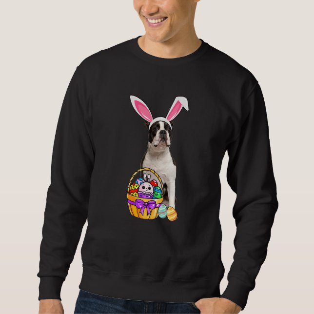 Sweatshirt Oeuf de Pâques Boston Terrier de Pâques (Devant)