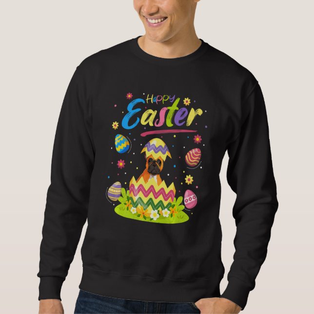 Sweatshirt Oeuf de Pâques Chien de Pâques heureux (Devant)
