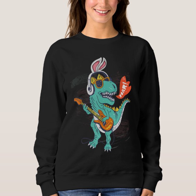 Sweatshirt OEufs de lapin Jour de Pâques Dinosaur Dino T Rex  (Devant)