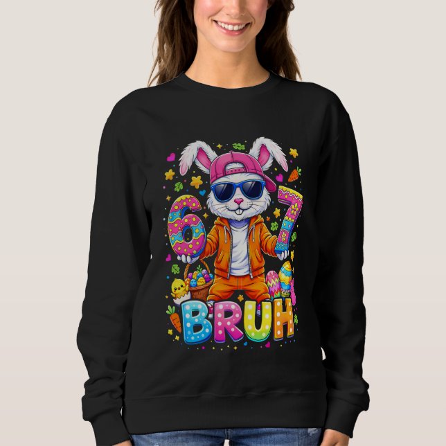 Sweatshirt Œufs de Pâques drôles Lapin Six Sept 67 Mec 6 7 Ga (Devant)