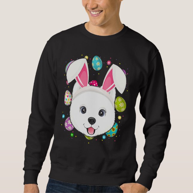 Sweatshirt Oeufs de Pâques Lapin Oreille Samoyé Chien Visage  (Devant)