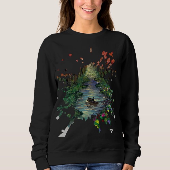 Sweatshirt Œuvre d'art faite main - Orang arbres  (Devant)