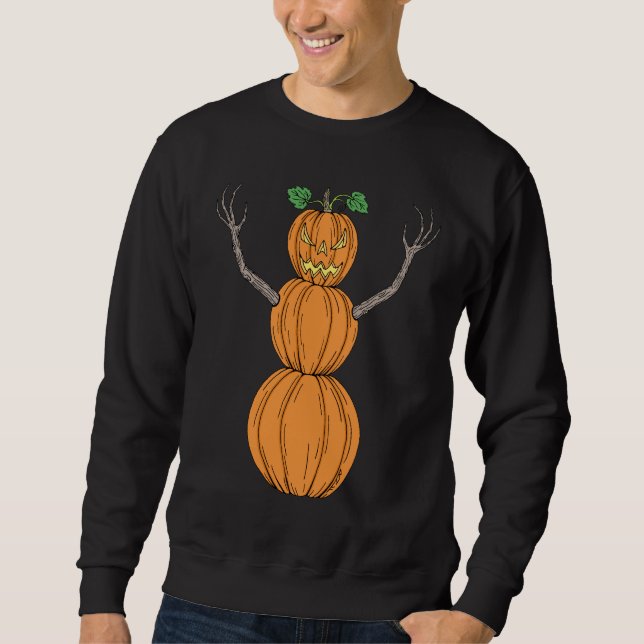 Sweatshirt Œuvre d'art Halloween de fantôme à tête de citroui (Devant)