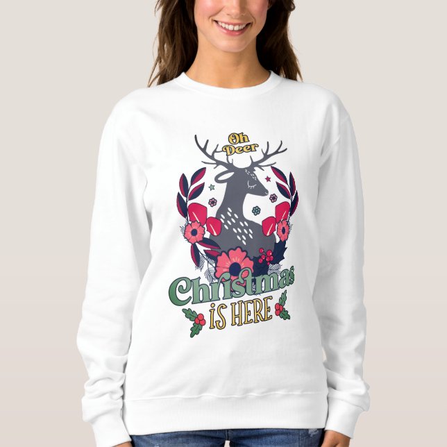 Sweatshirt Oh cerf, drôle de tee de Noël pour la fête (Devant)