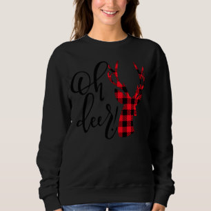 Sweatshirt Oh Deer Reindeer Red Plaid Buffalo Christmas Pajam