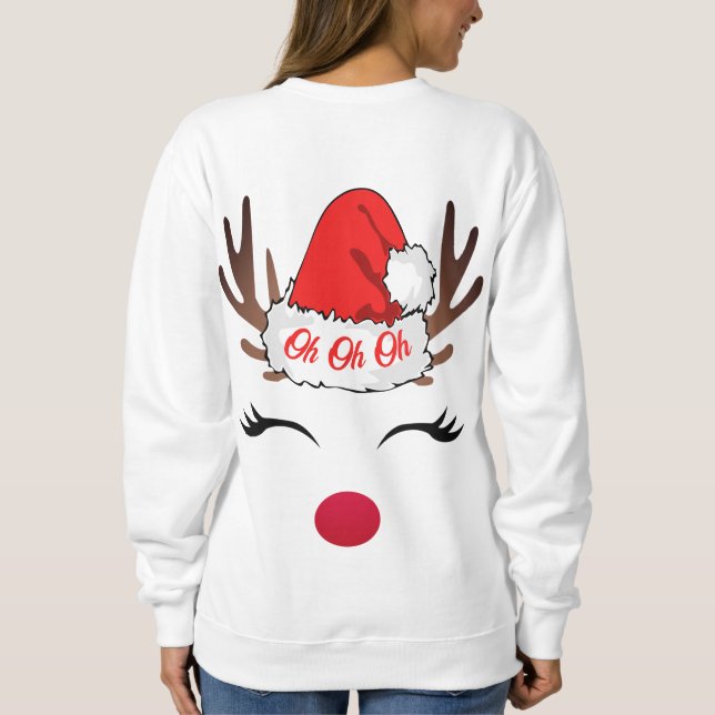 Sweatshirt Oh Oh Oh Oh Vilain Blanc Reinder Noël (Dos)