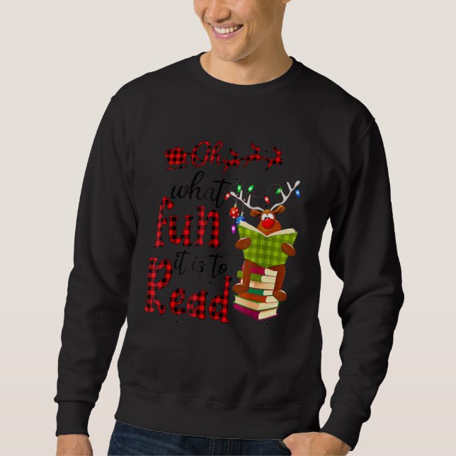 Sweatshirt Oh Quel Amusement C'Est De Lire Buffalo Plaid Teac (Devant)