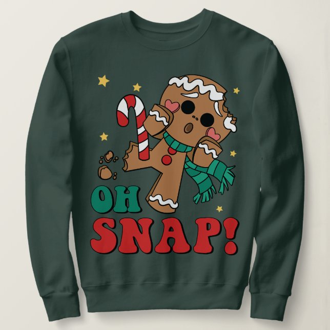 Sweatshirt Oh Snap Gingerbread Homme Rétro Joyeux Noël Noël N (Design devant)