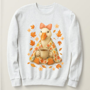 Sweatshirt Oie au café et couverture, ambiance automnale cosy
