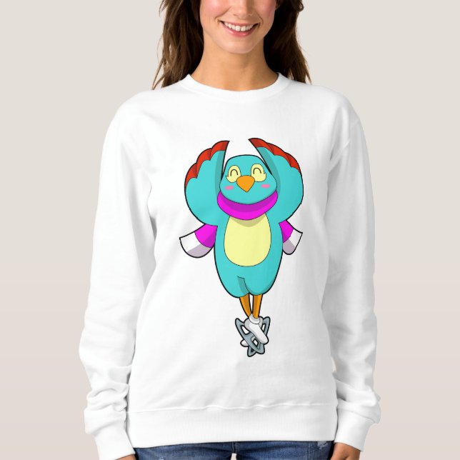 Sweatshirt Oiseau au patinage sur glace avec patins sur glace (Devant)