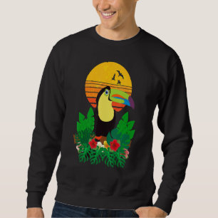 Sweatshirt Oiseau de forêt tropicale Fleurs d'animaux rétro T