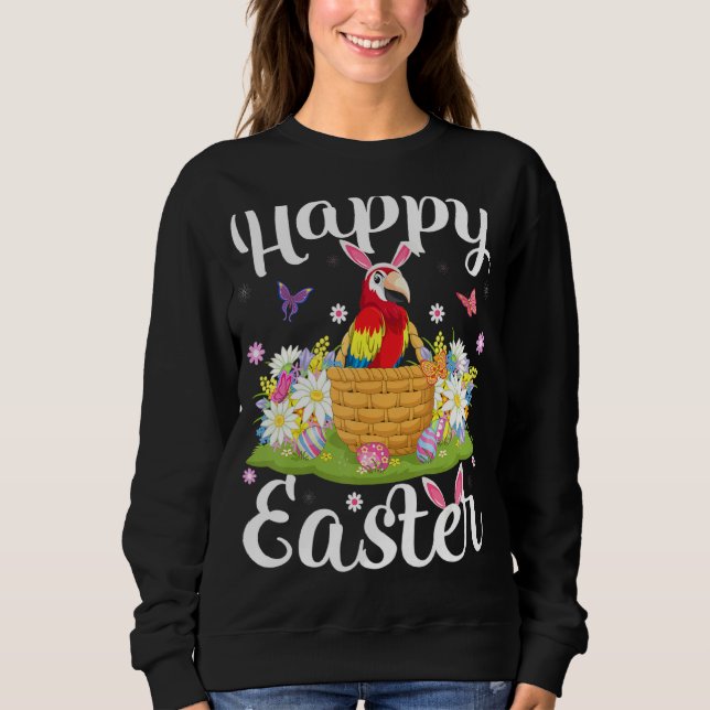 Sweatshirt Oiseau de perroquet Chasse aux oeufs de Pâques Per (Devant)