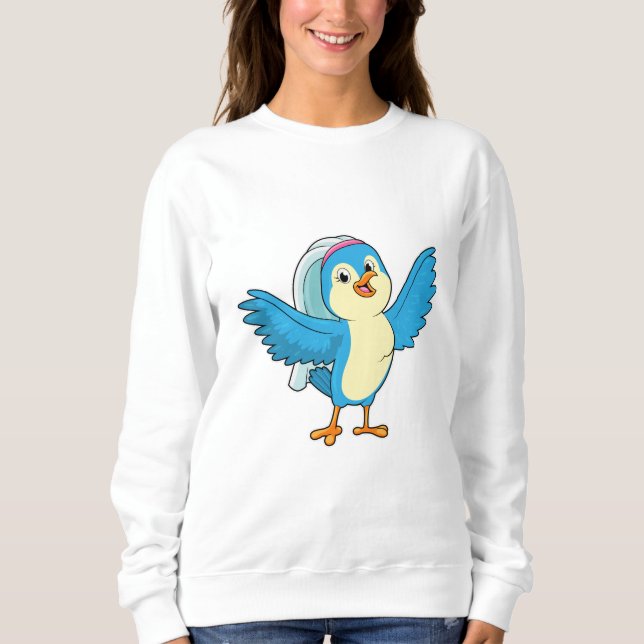 Sweatshirt Oiseau en mariée avec Voile (Devant)