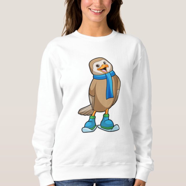 Sweatshirt Oiseau en ski avec Ski & Scarf (Devant)