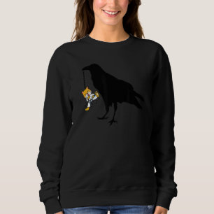 Sweatshirt Oiseau Noir Avec Kitten Karaté Sur Oiseau Crow À C