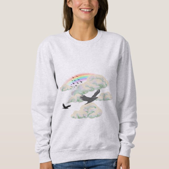 Sweatshirt Oiseaux dans les Nuages (Devant)