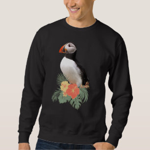 Sweatshirt Oiseaux de macareux de l'Atlantique Fleurs tropica