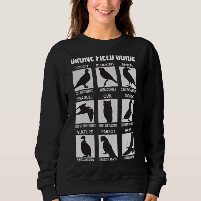 Sweatshirt Oiseaux Drone Field Guide Ils Arent Véritable Cons (Devant)