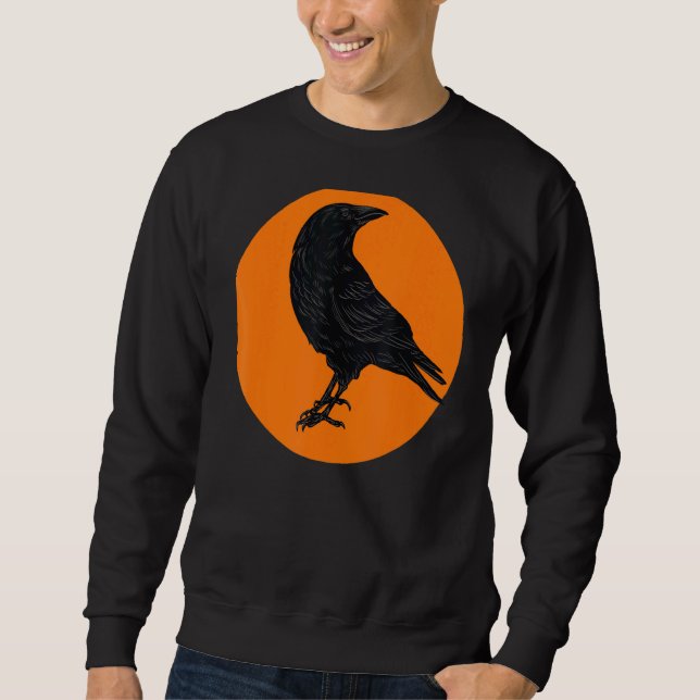Sweatshirt Oiseaux du corbeau coucher du soleil Oiseau silhou (Devant)