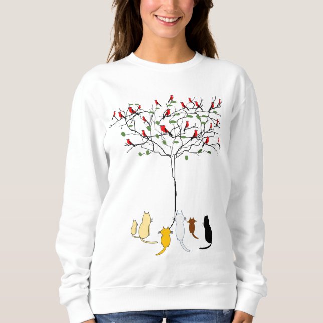 Sweatshirt Oiseaux et chats (Devant)